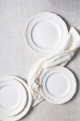 Trendy white ceramic plates