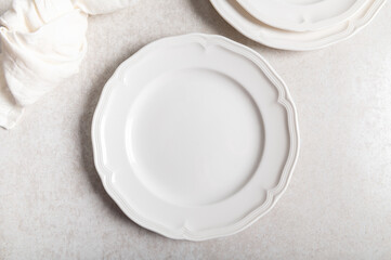 Trendy white ceramic plates