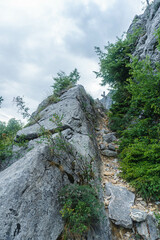 Wooden cross on the mountain 