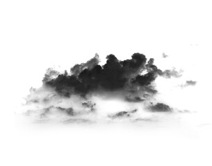 Black cloud, inkblot and Rorschach test isolated on png or transparent background, psychology and smokey blob. Creative, mist or fog, powder spray and steam and psychiatric evaluation