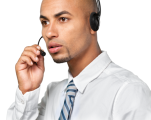 Portrait of a man with headset working as a call center operator