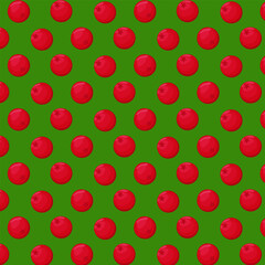 Cranberry with green leaves seamless pattern.For your design, pattern, badge, label, textile etc. Summer fruits for healthy lifestyle. Organic fruit. Cartoon style. Vector illustration