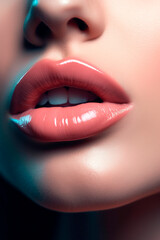 close up of lips with red lips