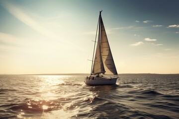 Fototapeta na wymiar Sailboat Sail Summer Travel Freedom Leisure Vacation Concept. Generative AI