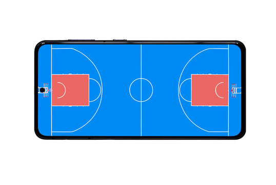 Basketball Field On The Screen Of Smart Phone