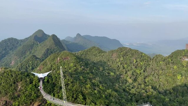 landscape with mountains and sky bridge view from Langkawi Malaysia