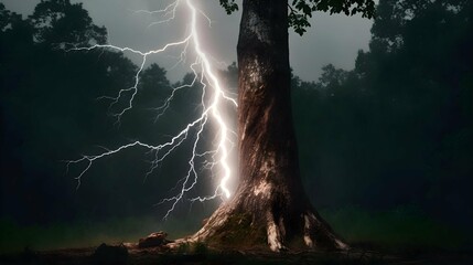 Fototapeta premium A lightning bolt striking a tree