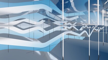 Obraz premium Futuristic architecture background exterior of curved building 3d render