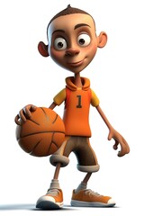 cartoon character holding a basketball ball 