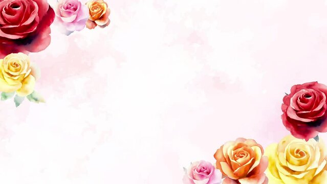  floral watercolor background overlay animation video form wedding. illustration flower frame animation. Women's, Valentine's, mother's, and wedding days frame. Chroma color.