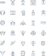 Effective leaders line icons collection. Visionary, Empathetic, Confident, Charismatic, Strategic, Resilient, Decisive vector and linear illustration. Inspirational,Collaborative,Innovative outline