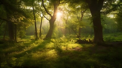 A serene image of a forest glade
