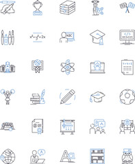 Academy line icons collection. Learning, Education, Institution, Excellence, Scholarship, Training, Knowledge vector and linear illustration. Expertise,Curriculum,Achievement outline signs set