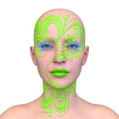 フェイスペインティングした女性の顔アップ