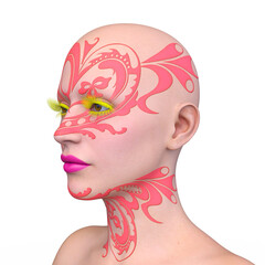 フェイスペインティングした女性の顔アップ