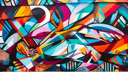 An abstract photo of a colorful graffiti mural - obrazy, fototapety, plakaty