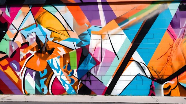 An abstract photo of a colorful graffiti mural