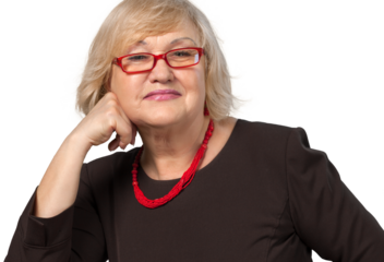 Old Woman with Head Resting on Fist - Isolated