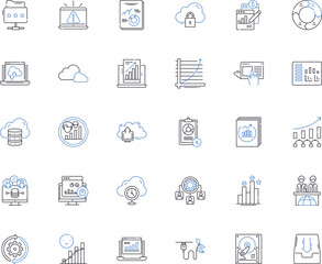 High-speed internet line icons collection. Broadband, Fiber, Cable, WiFi, Carrier, Internet, Modem vector and linear illustration. Router,Download,Upload outline signs set