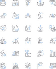 Fototapeta premium Gain and earnings line icons collection. Profit, Revenue, Income, Return, Gains, Yield, Benefit vector and linear illustration. Reward,Earn,Accumulate outline signs set