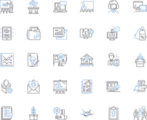 Brand management line icons collection. Branding, Strategy, Identity, Equity, Positioning, Perception, Reputation vector and linear illustration. Recognition,Differentiation,Loyalty outline signs set