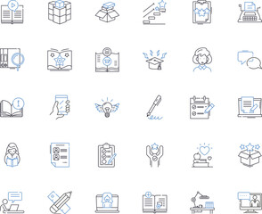 Skill development line icons collection. Growth, Learning, Mastery, Practice, Improvement, Adaptability, Proficiency vector and linear illustration. Expertise,Innovation,Refinement outline signs set