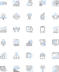 Pondering and ruminating line icons collection. Contemplation, Reflection, Meditation, Introspection, Brooding, Musing, Percolating vector and linear illustration. Thinking,Examining,Considering
