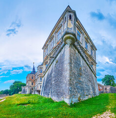 Panorama of the moat and bastions of Pidhirtsi Castle, Ukraine