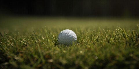  golf ball on grass with green background. copyspace Generative AI