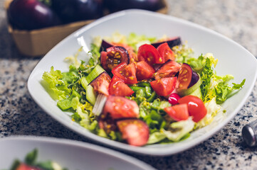 Salad with cheese and olives