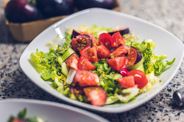 Salad with cherry tomatoes and olives