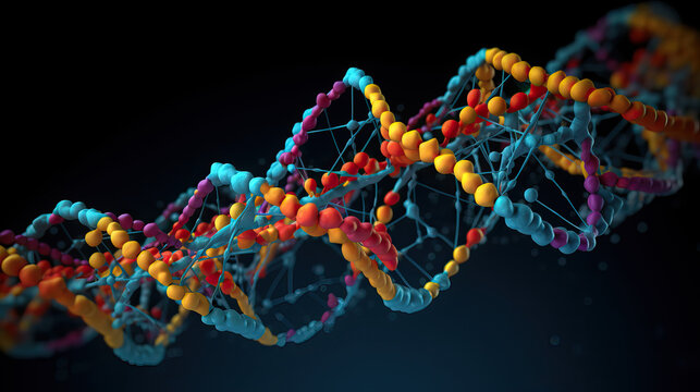 Abstrakte Darstellung einer DNA(deoxyribonucleic acid)-Doppelhelix (Generative AI)