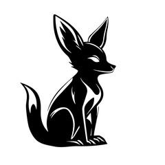 Fennec Fox Logo Monochrome Design Style
