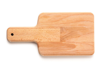 Wooden kitchen board isolated on white background
