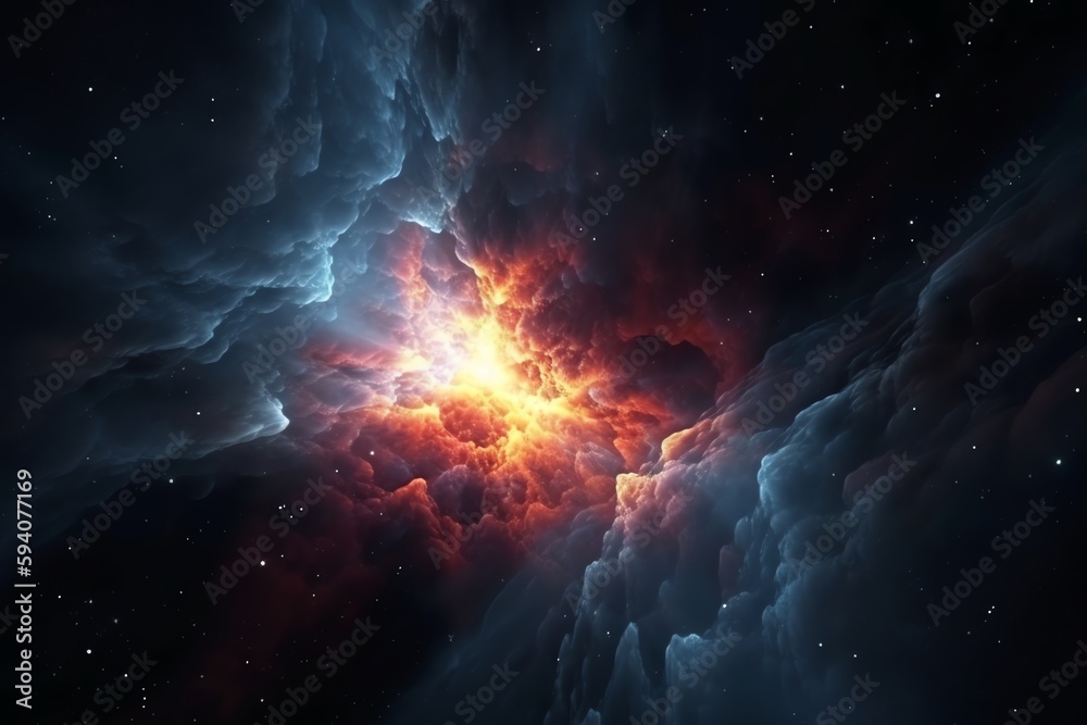 Canvas Prints supernova nebula and stars in space illustration. generative ai