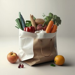 Shopping bag with vegetables and vegetables, Generative AI