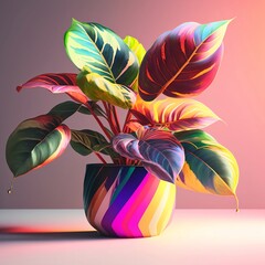 Colorful flower pot, Generative AI