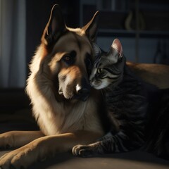 Dog and cat friends, Generative AI