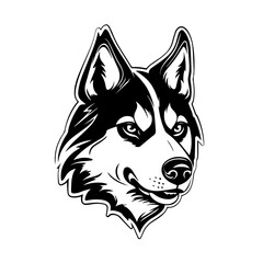 Fototapeta premium Siberian Husky Logo Monochrome Design Style 
