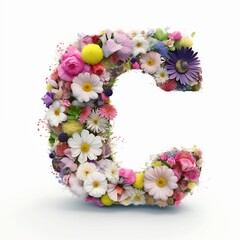Letter C made with flowers, Generative AI