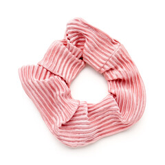 Stylish scrunchy isolated on white background