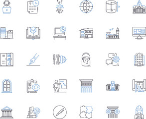 Research gadgets line icons collection. Scanners, Labware, Calipers, Spectrophotometers, Microscopes, Pipettes, Thermometers vector and linear illustration. pH meters,Oscilloscopes,Centrifuges outline