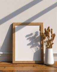 Blank picture frame mockup in modern interior