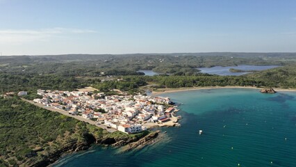 Fototapeta premium village de Es Grau sur l'île de Minorque, Parc Naturel de s'Albufera des Grau
