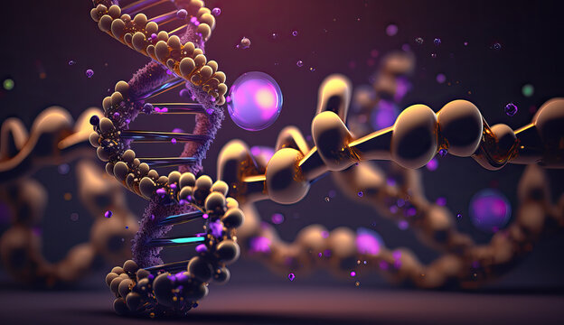 Abstrakte Darstellung einer DNA(deoxyribonucleic acid)-Doppelhelix (Generative AI)