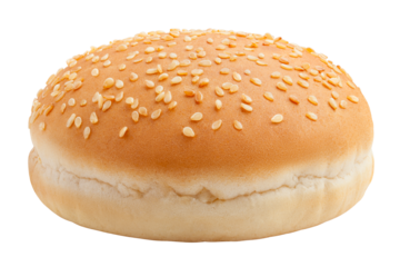 Hamburger bun, bread, isolated on white background, full depth of field