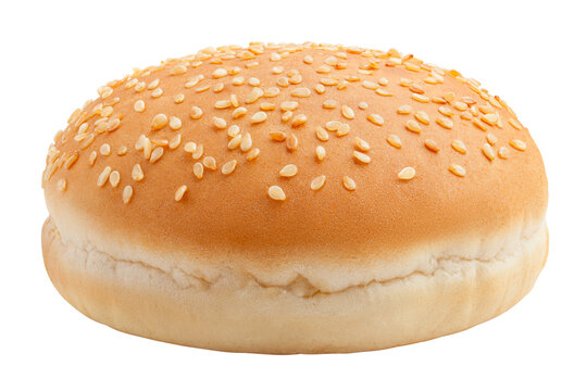 Hamburger bun, bread, isolated on white background, full depth of field