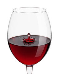 red Wine drop isolated on white background, full depth of field