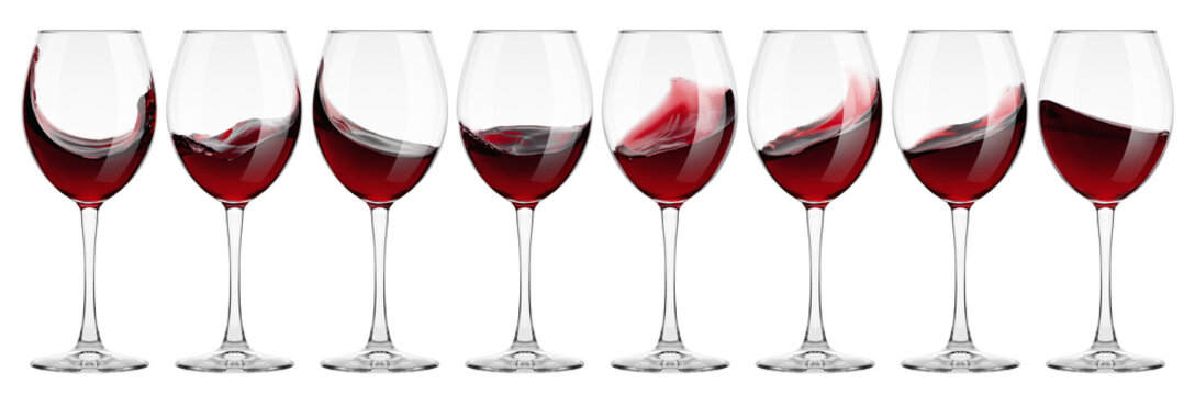 red Wine in glass isolated on white background, full depth of field