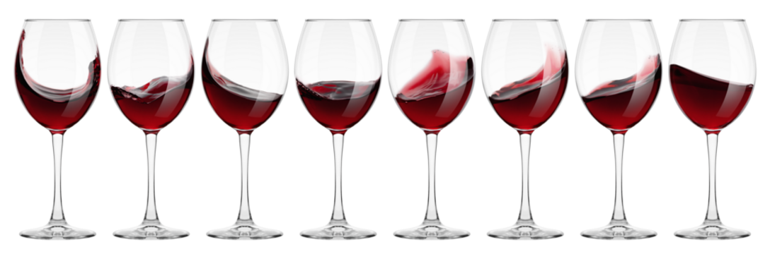 red Wine in glass isolated on white background, full depth of field